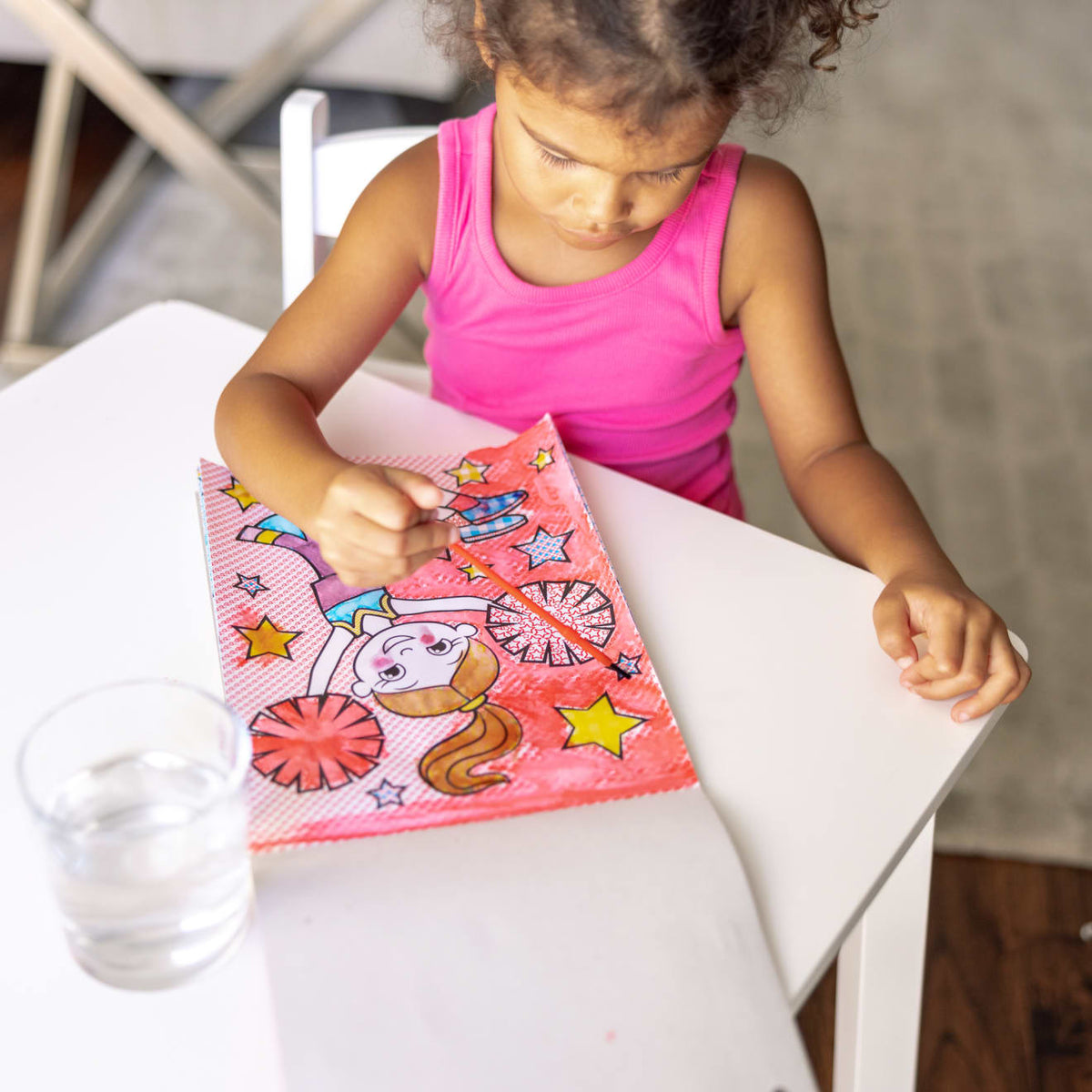 My First Paint With Water Kids' Art Pad With Paintbrush - Cheerleaders Flowers Fairies and More
