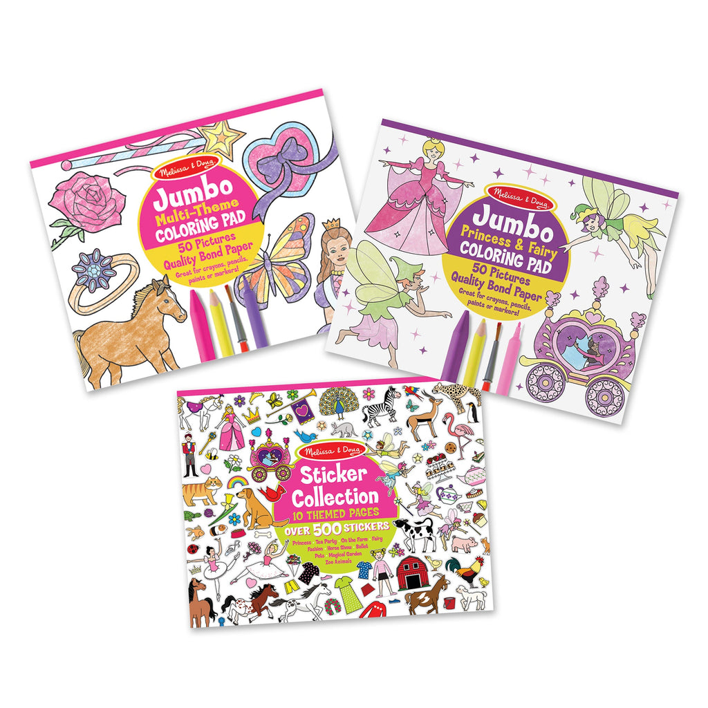 Princess Fairy Animals & More Coloring and Sticker Pad Bundle