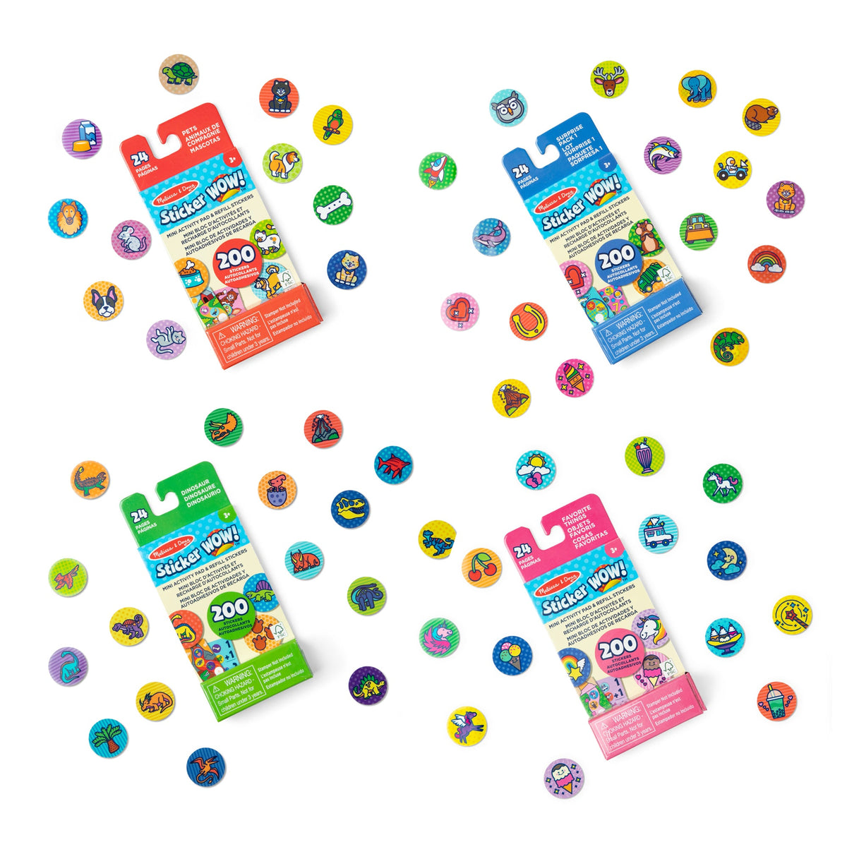 Sticker WOW!™ Mini Activity Pad and Refill Stickers 4-Pack (Dinosaur Pets Favorite Things Surprise Pack 1) - Stamper Not Included