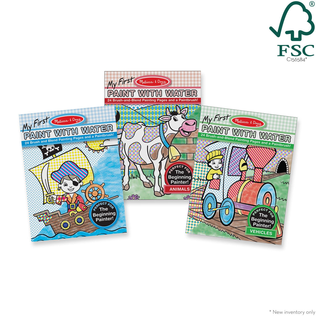 My First Paint with Water 3-Pack: Animals Vehicles Multi-Themed