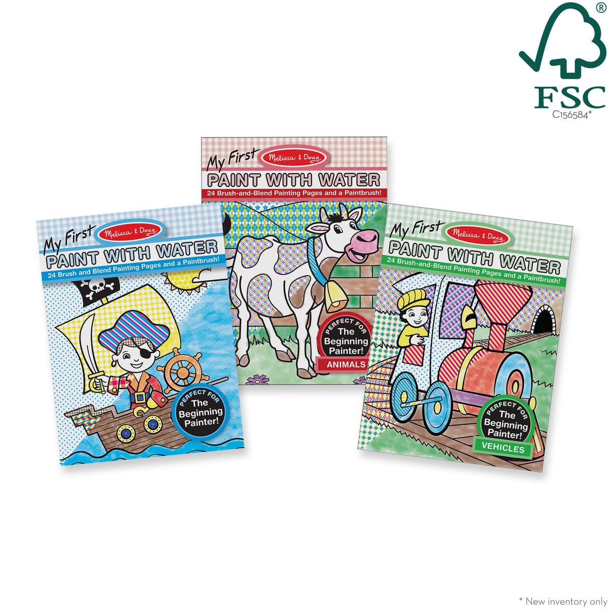 My First Paint with Water 3-Pack: Animals Vehicles Multi-Themed