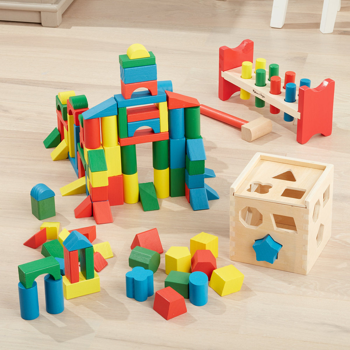 Stack Sort & Pound Wooden Toy Collection
