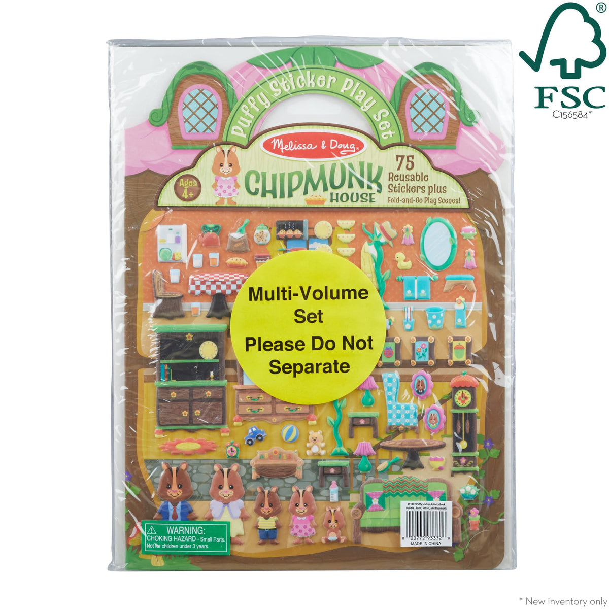 Puffy Sticker Play Set 3-Pack: On the Farm Safari Chipmunk House