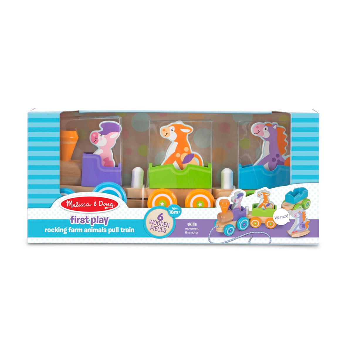 First Play Wooden Rocking Farm Animals Pull Train