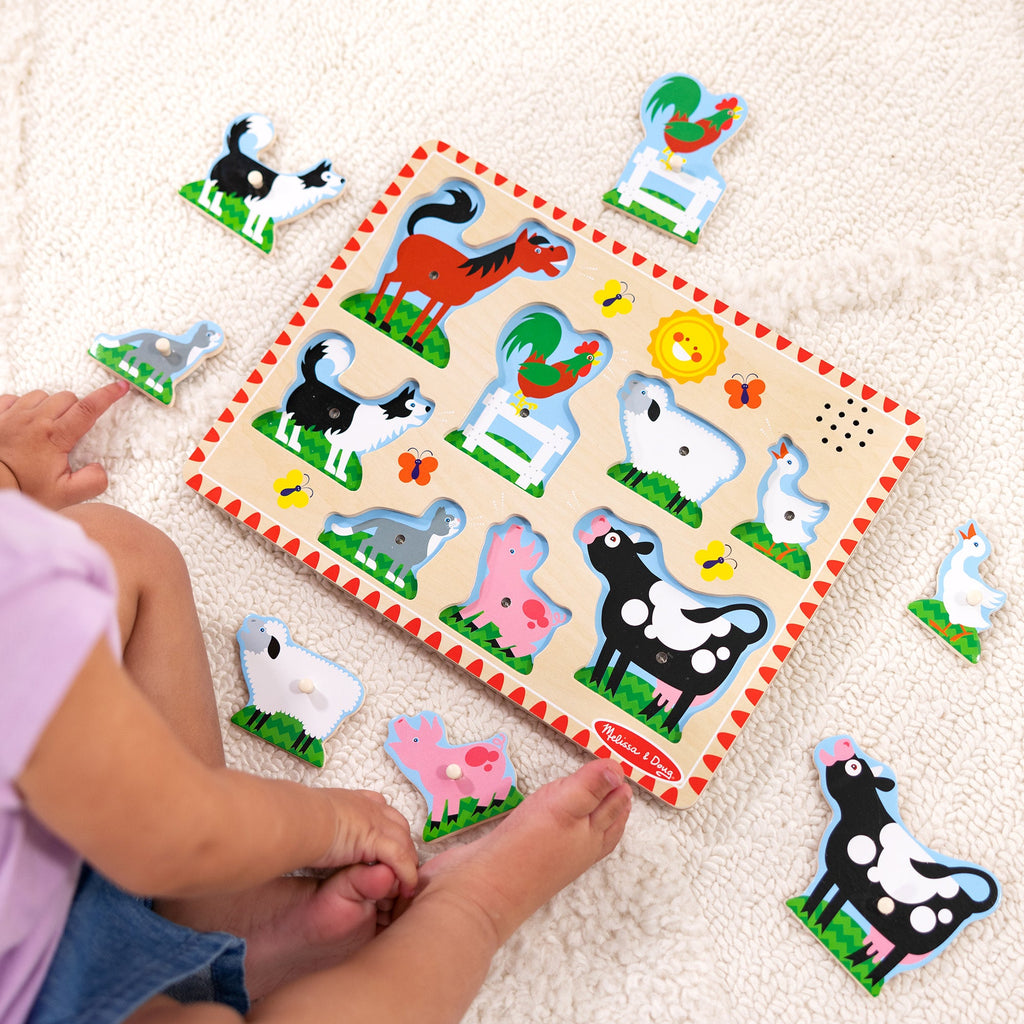 Wooden Sound Puzzle 2-Pack – Farm Animals Vehicles