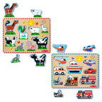 Wooden Sound Puzzle 2-Pack – Farm Animals Vehicles