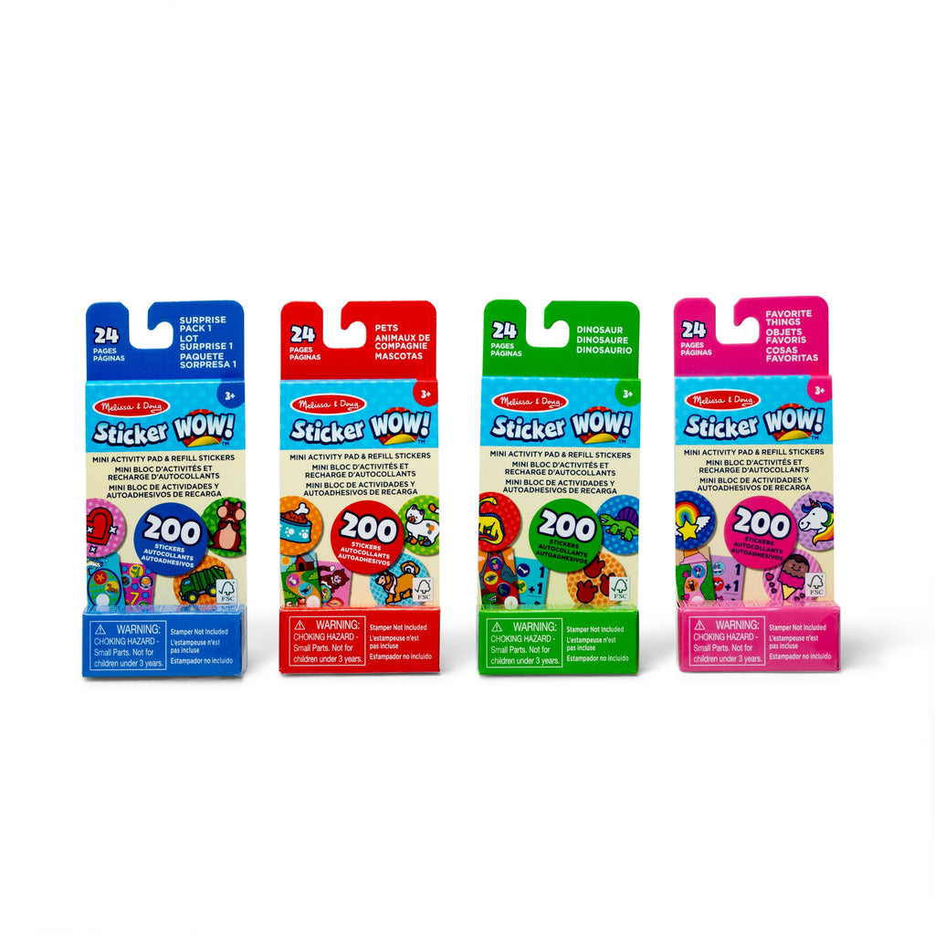 Sticker WOW!™ Mini Activity Pad and Refill Stickers 4-Pack (Dinosaur Pets Favorite Things Surprise Pack 1) - Stamper Not Included