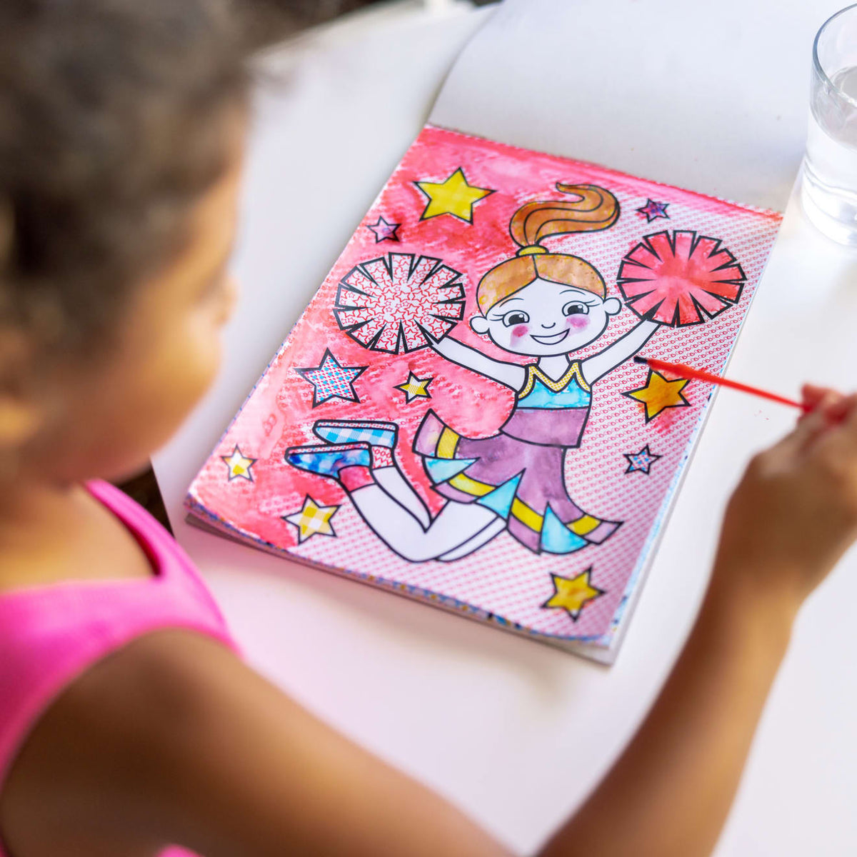 My First Paint With Water Kids' Art Pad With Paintbrush - Cheerleaders Flowers Fairies and More