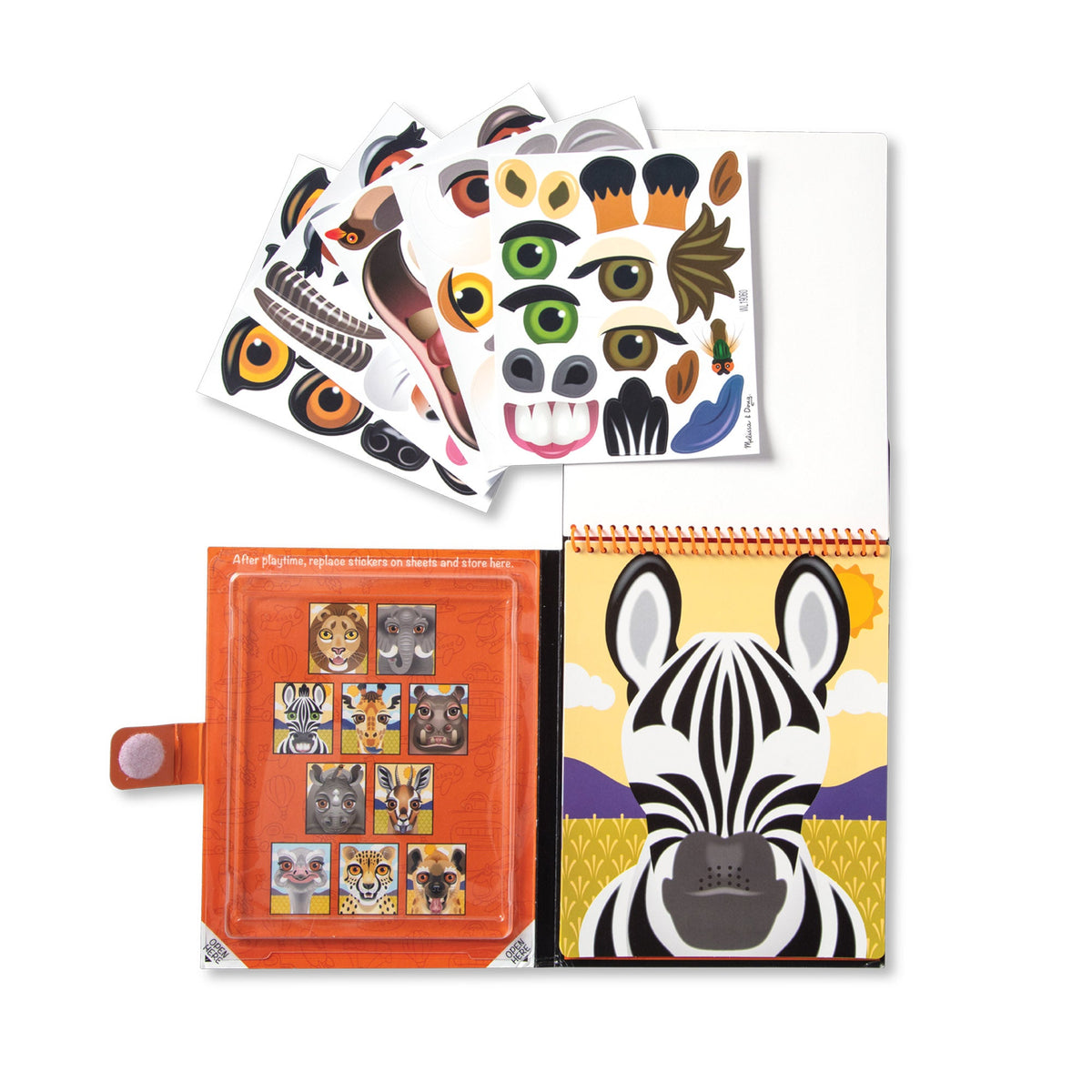 Make-A-Face Reusable Sticker Pad 3-Pack: Safari Farm Pets