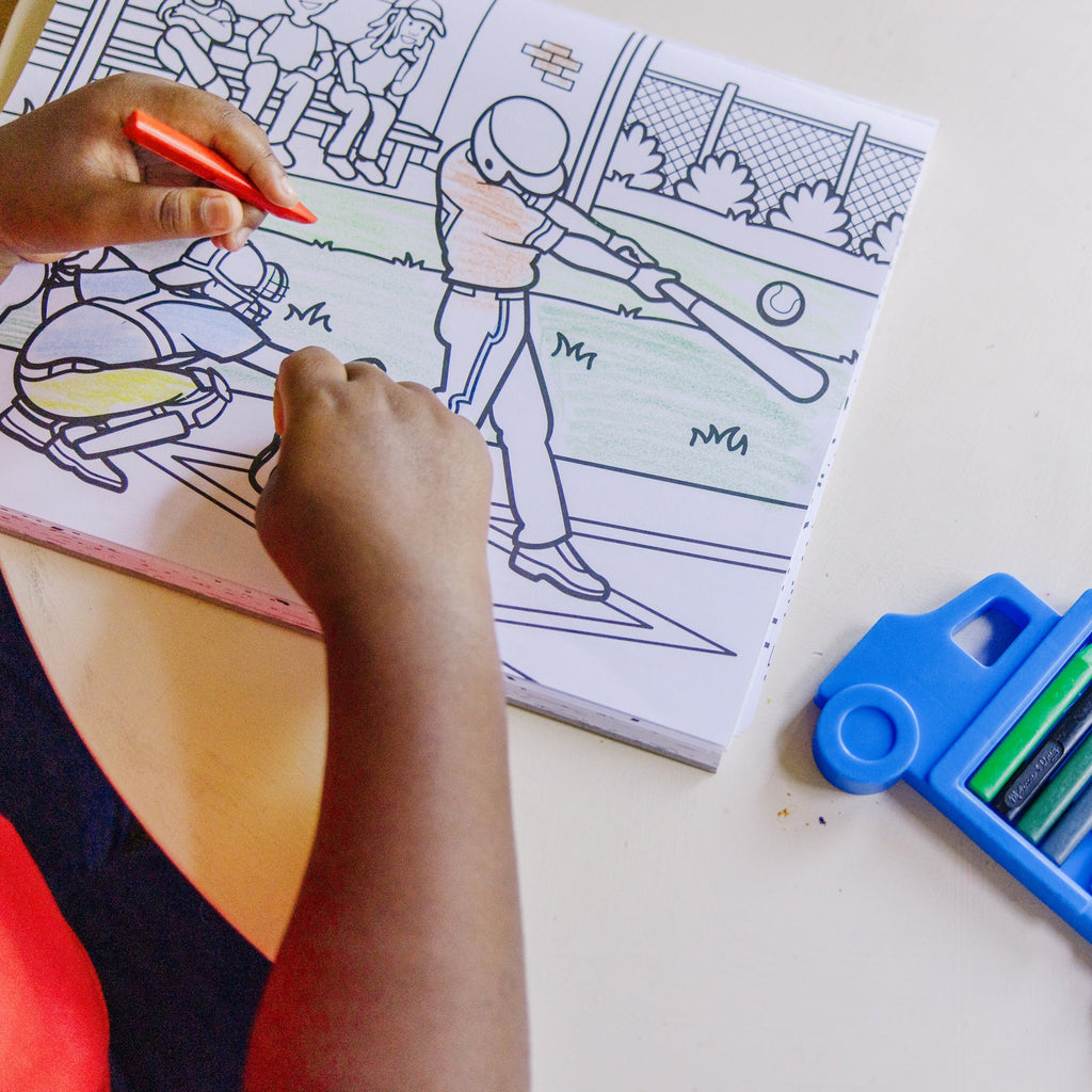 Jumbo 50-Page Kids' Coloring Pad - Space Sharks Sports and More