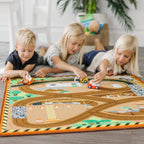 Round the Construction Zone Work Site Rug & Vehicle Set