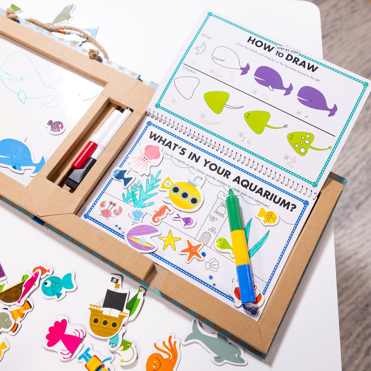 Natural Play: Play Draw Create Reusable Drawing & Magnet Kit – Ocean