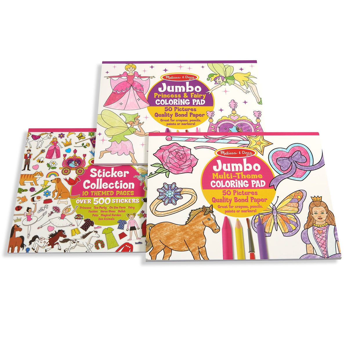 Princess Fairy Animals & More Coloring and Sticker Pad Bundle