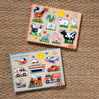 Wooden Sound Puzzle 2-Pack – Farm Animals Vehicles