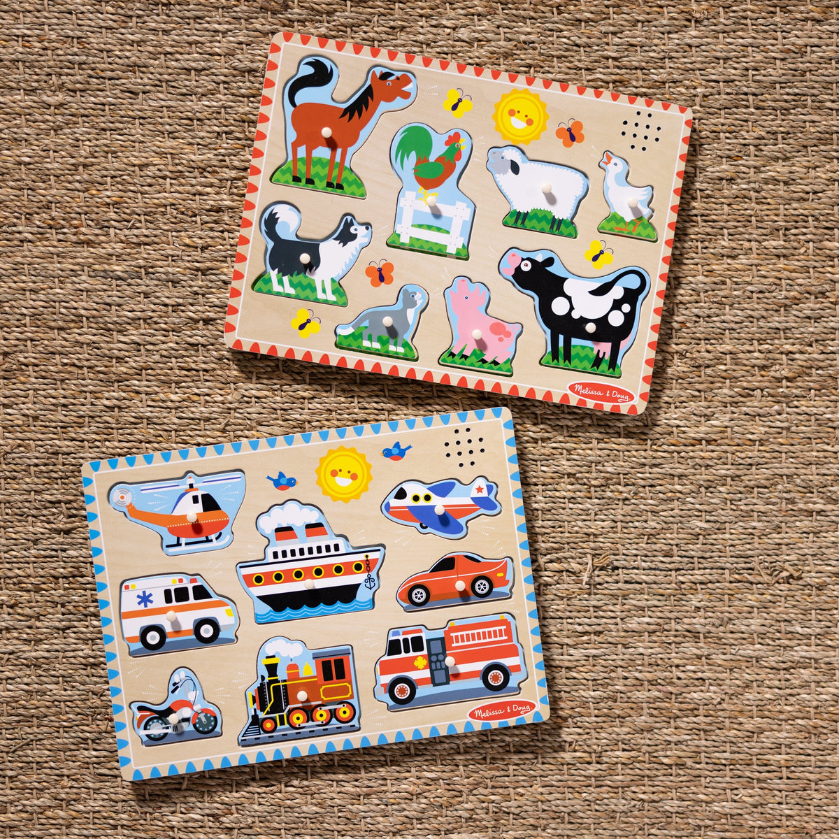 Wooden Sound Puzzle 2-Pack – Farm Animals Vehicles