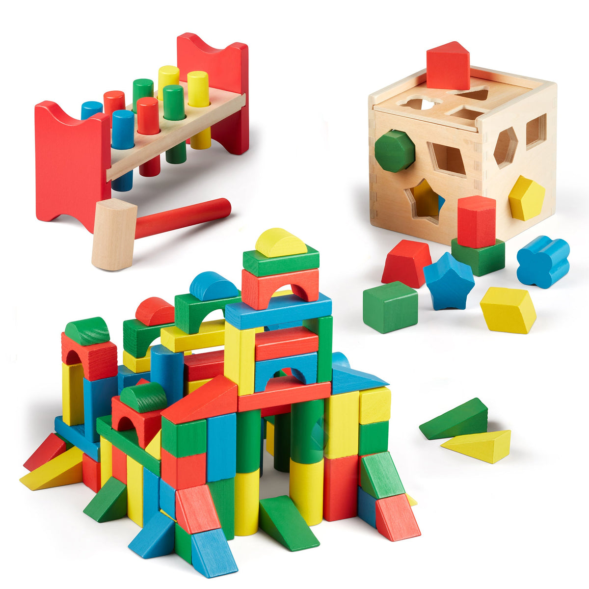 Stack Sort & Pound Wooden Toy Collection