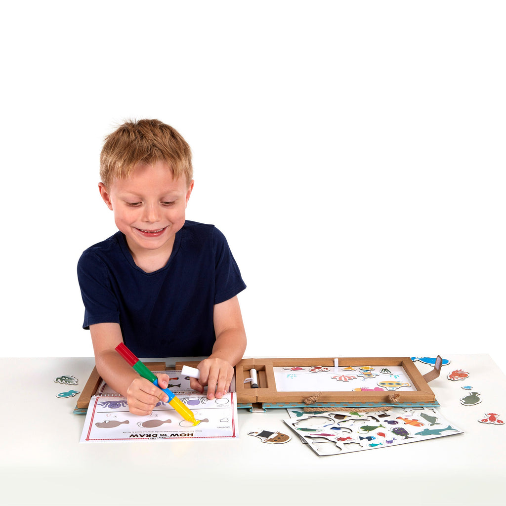 Natural Play: Play Draw Create Reusable Drawing & Magnet Kit – Ocean