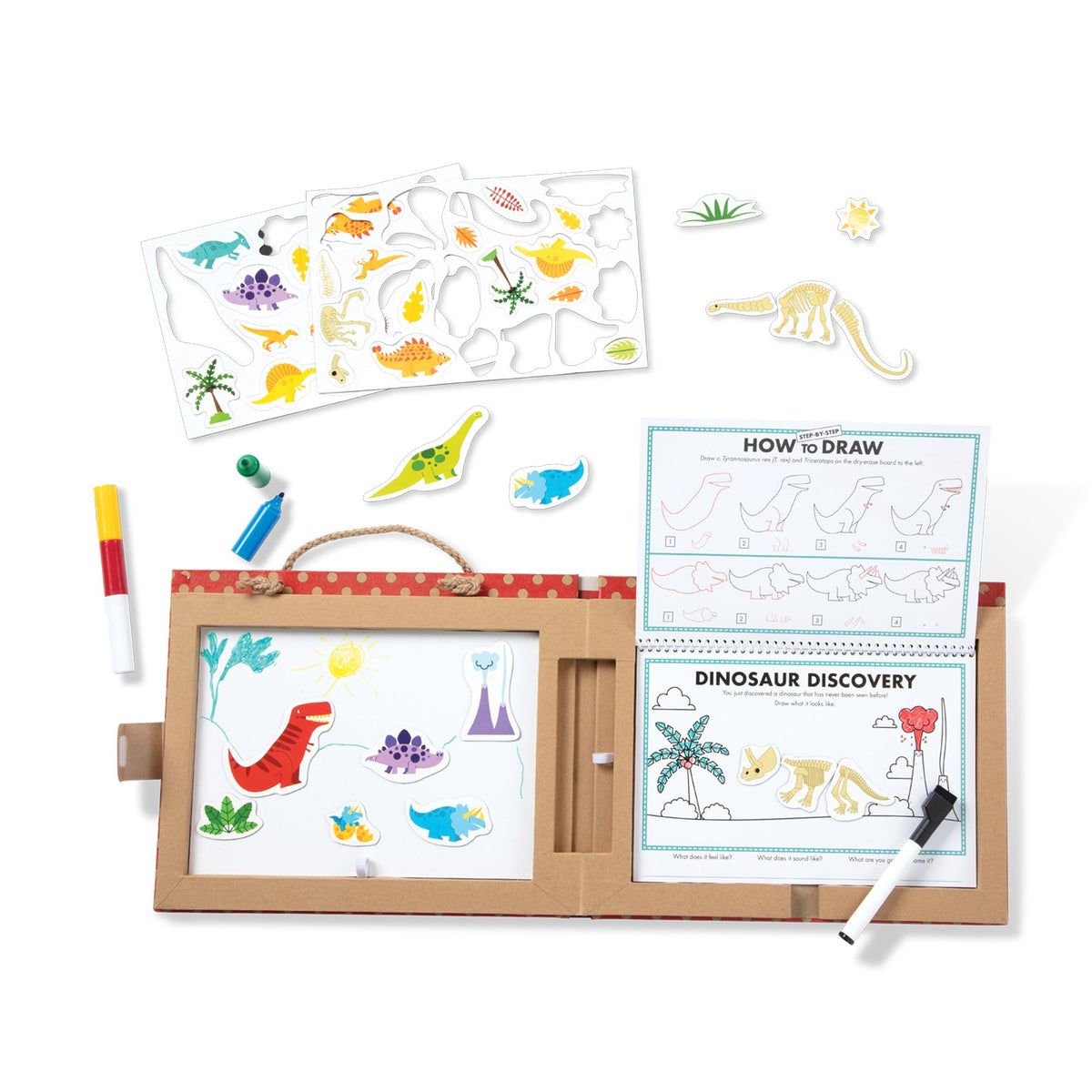 Natural Play: Play Draw Create Reusable Drawing & Magnet Kit – Dinosaurs