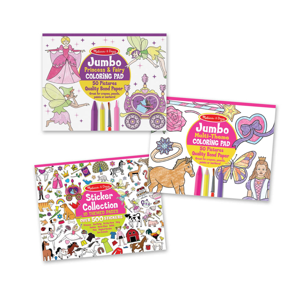 Princess Fairy Animals & More Coloring and Sticker Pad Bundle