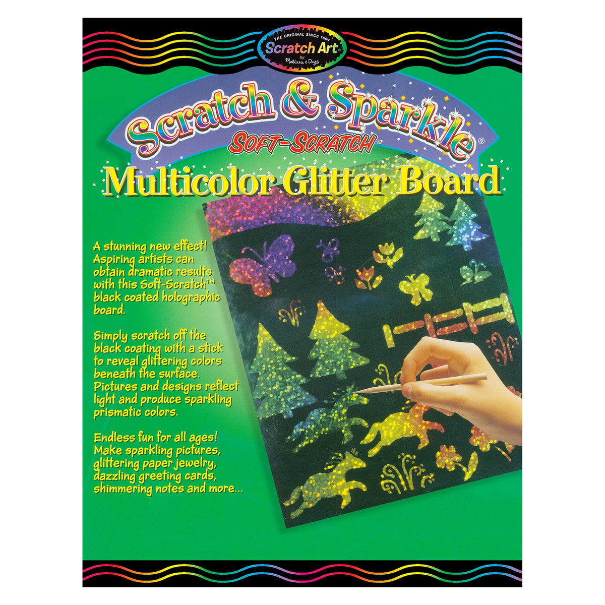 Scratch & Sparkle Multicolor Glitter w\/stylus (10 boards)