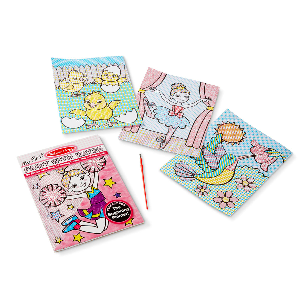 My First Paint With Water Kids' Art Pad With Paintbrush - Cheerleaders Flowers Fairies and More