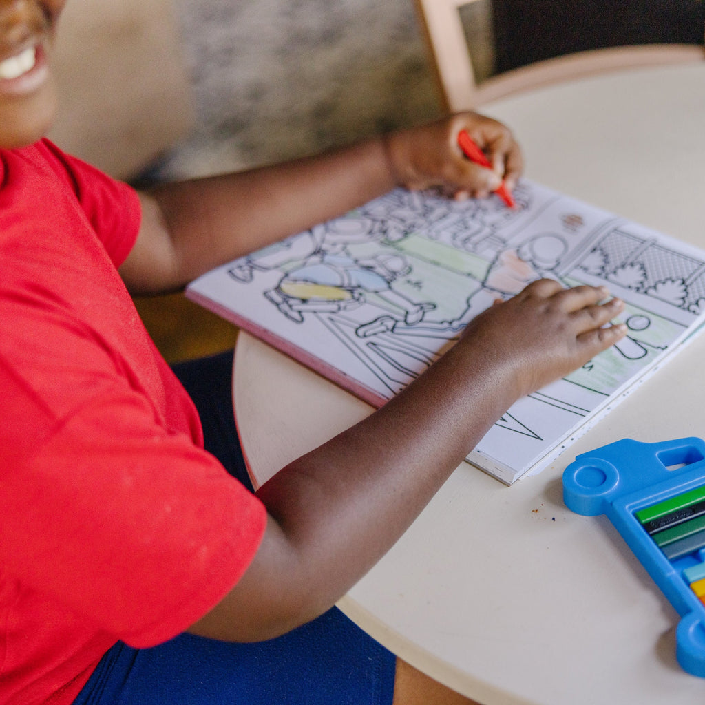 Jumbo 50-Page Kids' Coloring Pad - Space Sharks Sports and More