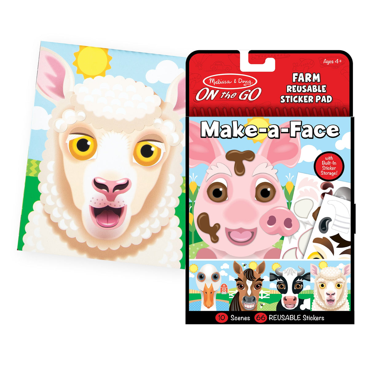 Make-A-Face Reusable Sticker Pad 3-Pack: Safari Farm Pets